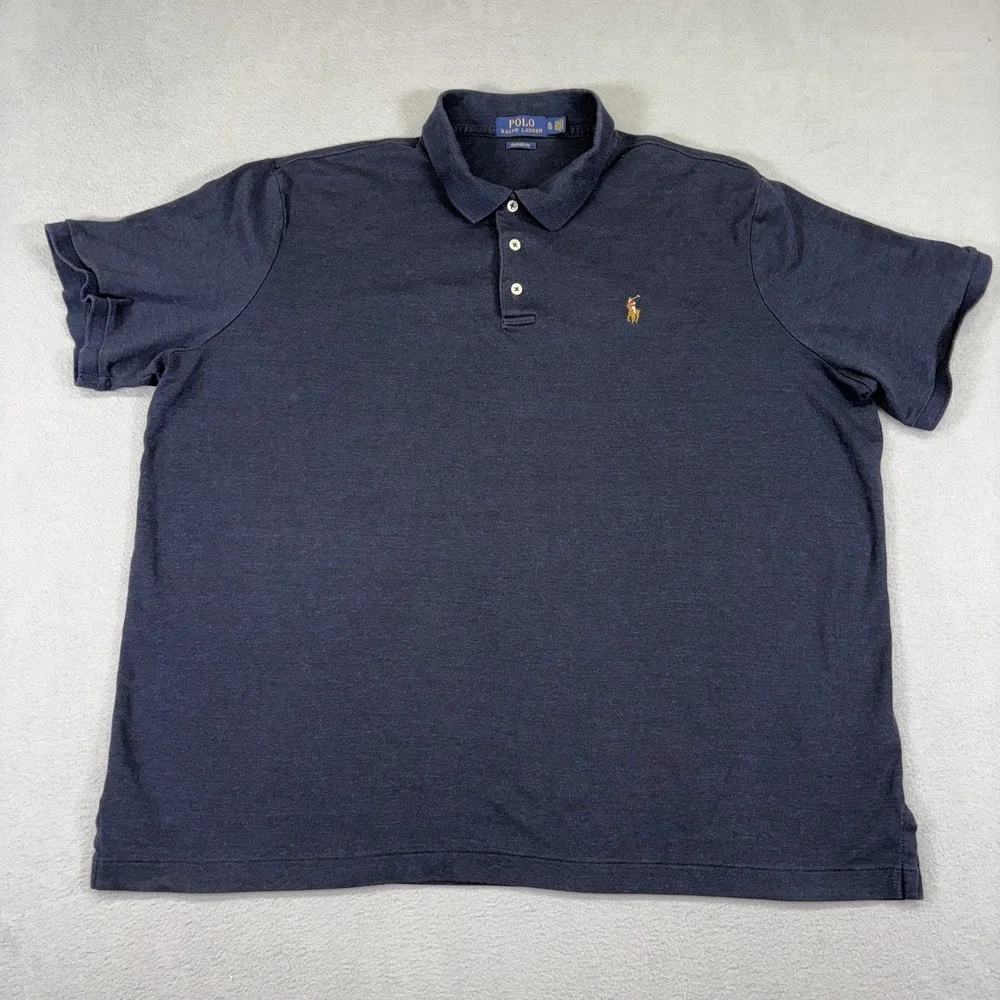 Polo Ralph Lauren Polo Shirt Mens XL Navy Classic Fit Flesh Pony Logo Cotton